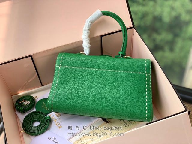 DELVAUX女包 Brillant系列手袋 原廠牛皮 德爾沃女手提包 女手拎包 Delvaux單肩斜挎包 Ds0028手縫草木綠  fcs1375